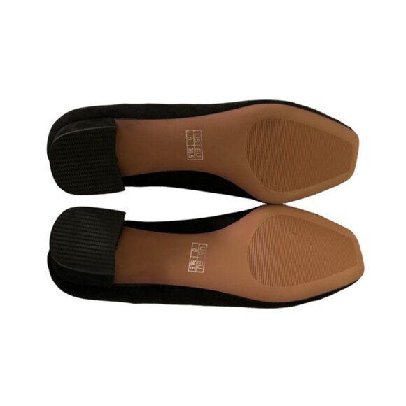 Showforest Womens Black Square Toe with Chunky Heel Suede Pump Size 8 - Picture 7 of 10